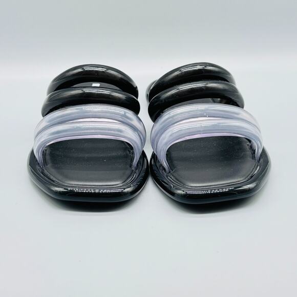 Melissa Sandals Womens 8 Black Clear Jelly Airbubble Slide Double Strap Flat - Picture 3 of 10
